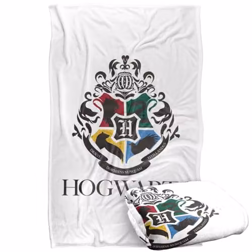 Warner Bros. Harry Potter Hogwarts Crest Silky Touch Super Soft Fleece Throw Blanket, Multicolour, W: 91.44 cm x D: 91.44 cm – 1