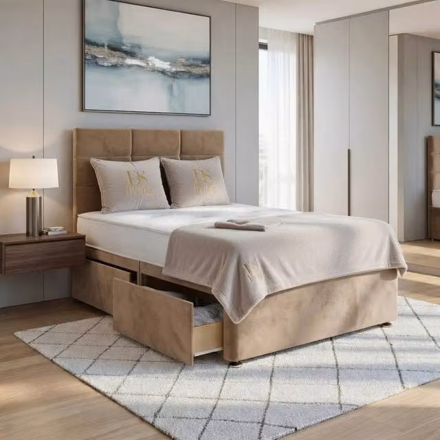 DS Living Opal Modern Upholstered Velvet Drawer Storage Bed Frame, W/D/H: 180 x 200 cm