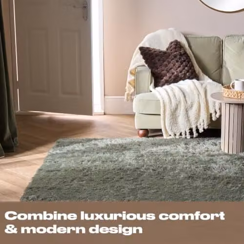 Sienna Rugs Modern Non-Slip Shaggy Runner Rug in Green, W/D: 60 x 150 cm – 3