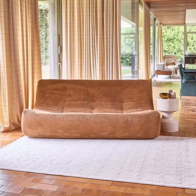 Sweekeek Abstract Graphic Pattern Indoor Rug in Beige and White, W: 160 cm, D: 230 cm