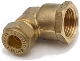 Primaplus Compression Elbow 10mm x 1/2" Female Grey Brass Fitting for Water and Gas