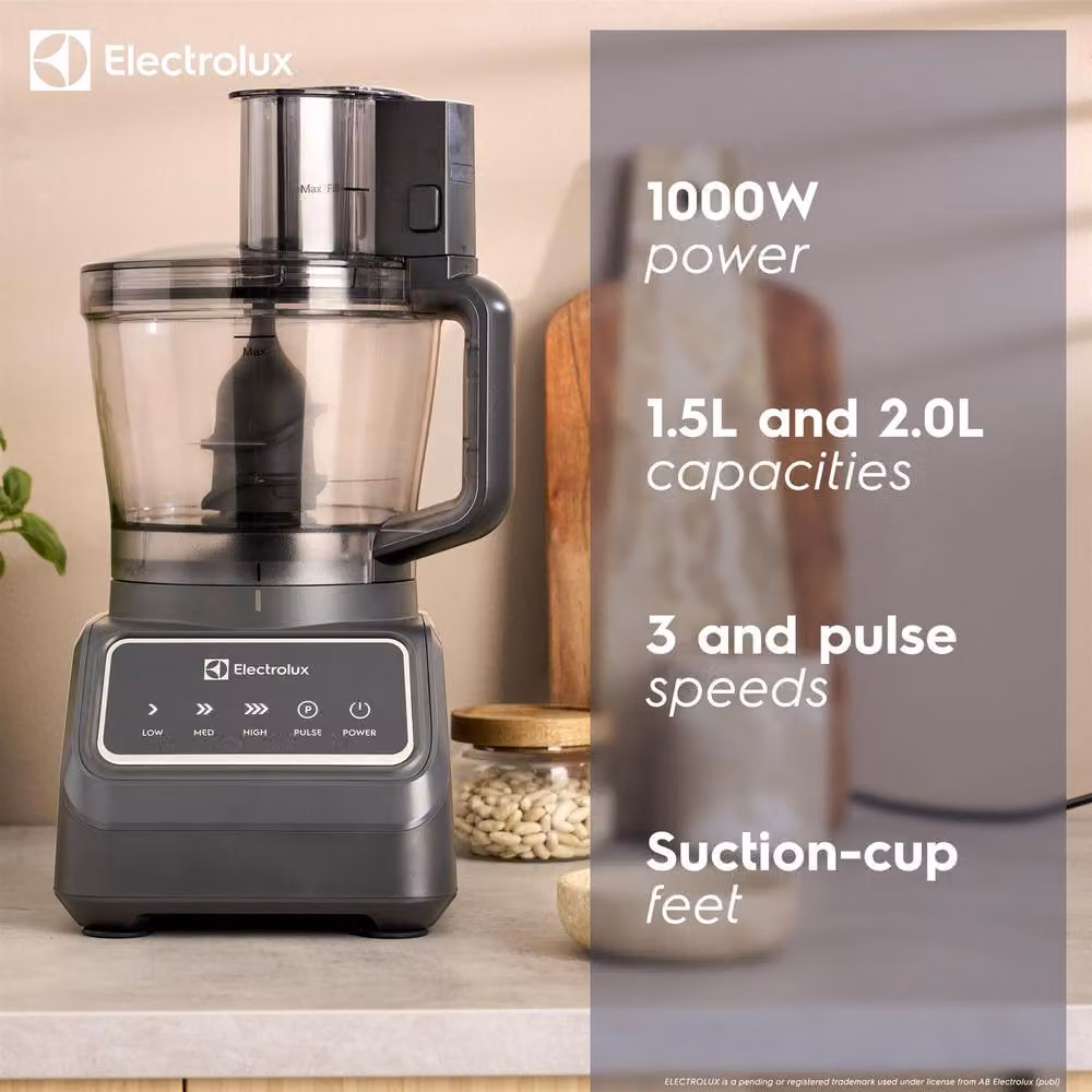 Electrolux 1000W Multi Food Processor Blender, Chopper, Slicer, Grater and Juicer in Grey – 2