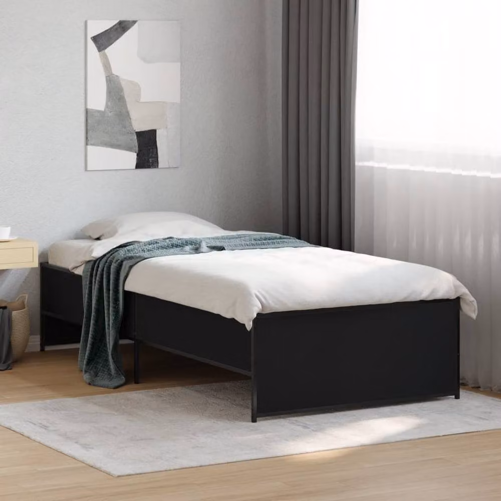 Berkfield Home Single Bed Frame in Black, W/D/H: 90 x 190 cm – 2