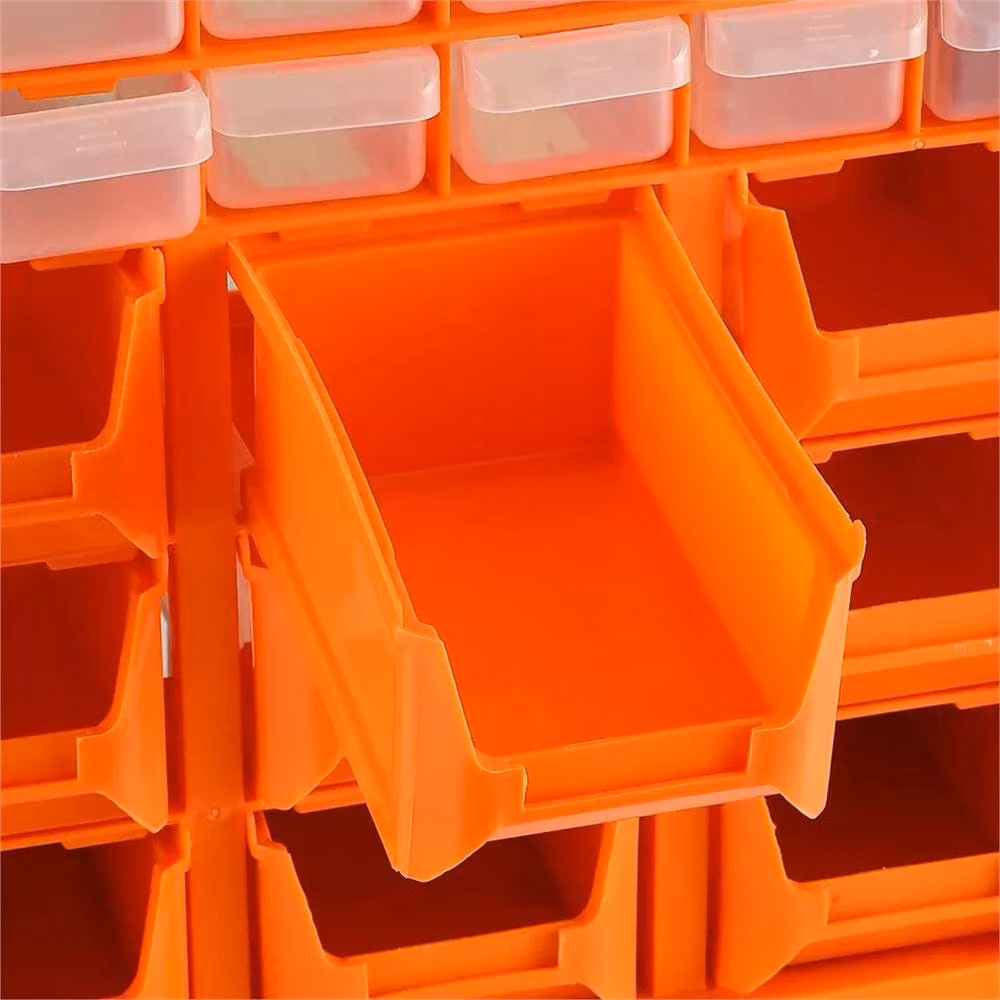 Pawnora DIY Storage Organiser Small Parts Craft Box Cabinet with 39 Drawers in Orange and Transparent – 3