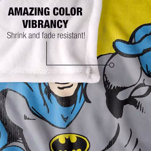 LOGOVISION Batman Vintage T-Shirt Super Soft Silky Touch Fleece Throw Blanket, Multicolour, W: 152.4 cm x D: 152 cm – 3