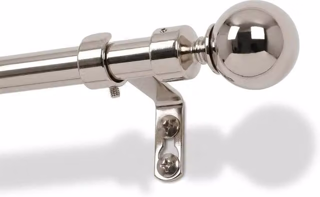 Harbour Housewares Extendable Metal Ball Curtain Pole Kit in Silver – 2