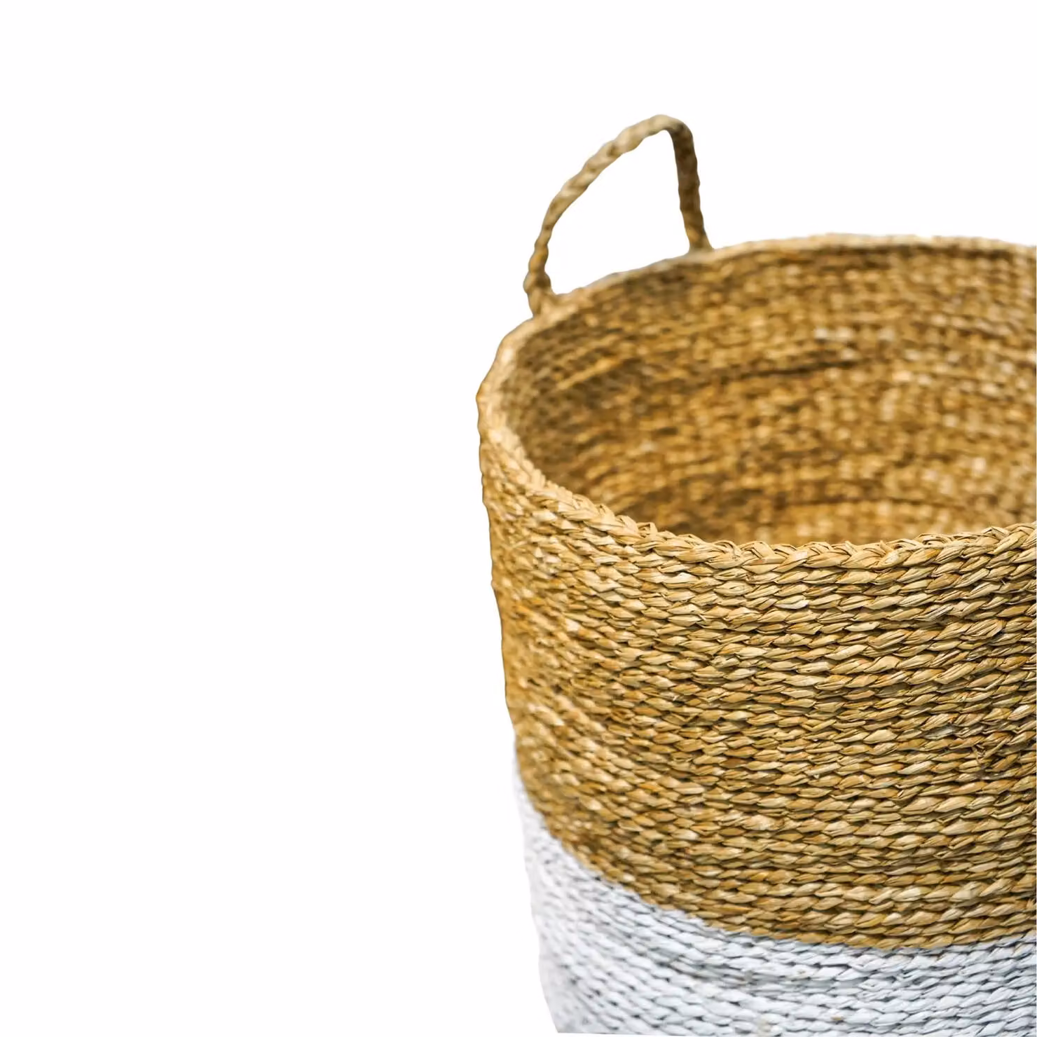 Ivyline Seagrass Log and Kindling Basket with Handles, White, Set of 2 – 2