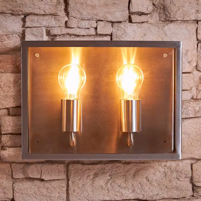 Biard Valbo Stainless Steel Outdoor Twin Wall Light in Black