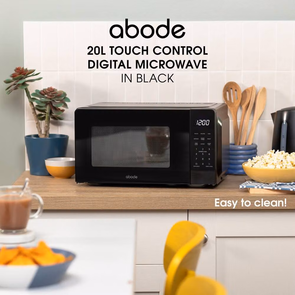 Abode AMT2012S/01 Touch Control Digital Solo Microwave, 20L, Black and Silver – 3