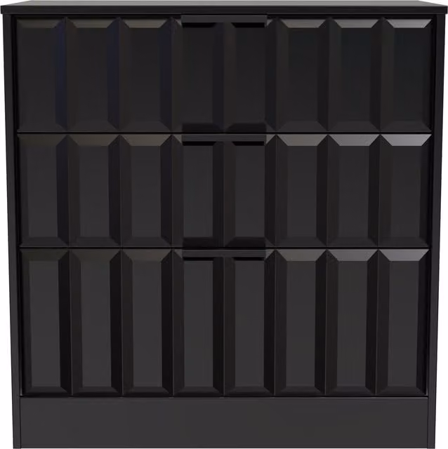 Ready Assembled 2 U Seattle 3 Drawer Deep Chest in True Black – 1