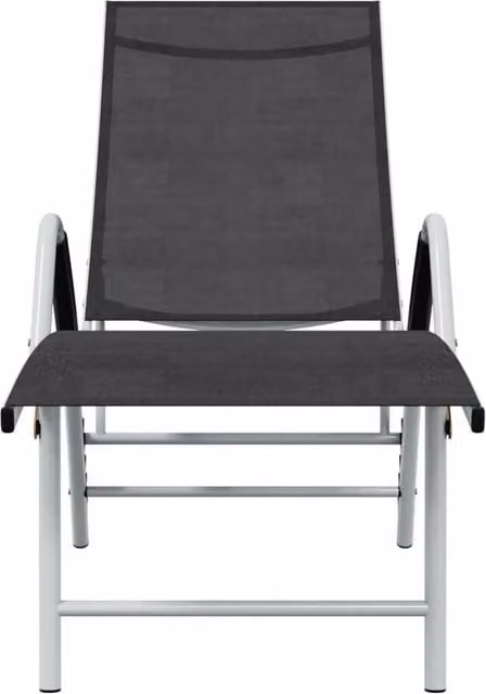 Berkfield Home Sun Lounger with Textilene Fabric and Powder Coated Aluminium Frame in Black and Silver, W/D/H: 193 x 60.5 x 60.5 cm