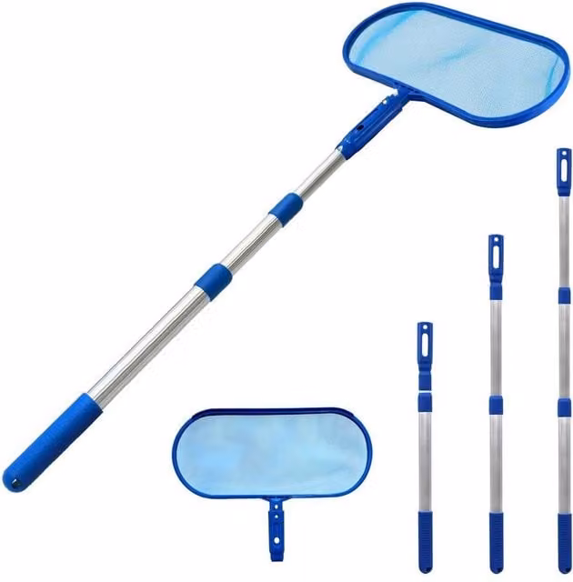 FLAVORA 3 Way Telescopic Pool Leaf Skimmer in Blue with Aluminium Handle