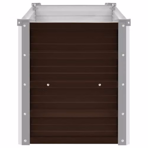vidaXL Brown Galvanised Steel Raised Bed for Vegetable, Herb or Ornamental Gardens W: 100 cm, D: 40 cm, H: 45 cm – 4