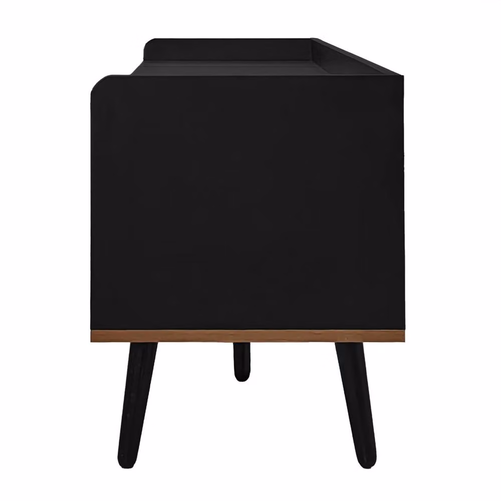 Merax Mid-Century TV Cabinet with Fluted Contrast Doors in Black, W/D/H: 160 x 39 x 49.5 cm – 5