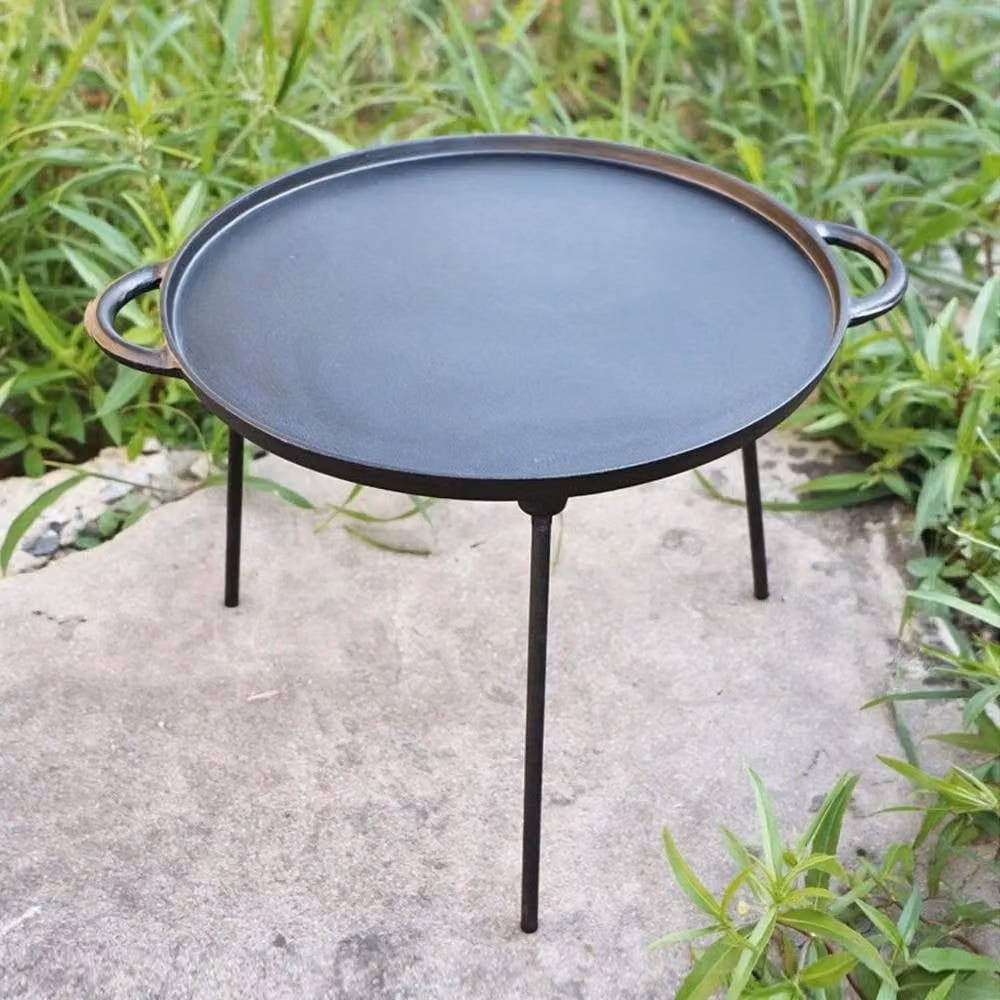 Kelvenix Round Cast Iron Non-Stick Griddle Pan in Black, Diameter: 43.8 cm – 3