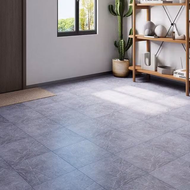 Livingandhome Set of 24 Self-adhesive PVC Flooring Tiles with Dusty Lavender and Grey Marble Texture