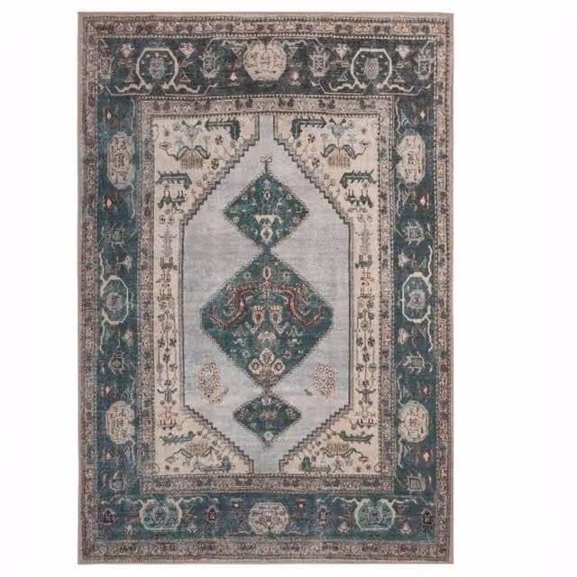 Kukoon Dark Green Traditional Flatwoven Oriental Area Rug for Living Rooms and Hallways, W: 160 cm, L: 230 cm