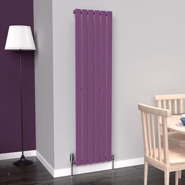 Lux Heat Flat Coloured Vertical Radiator in Pretty Plum Purple, H 160 cm x W 42 cm