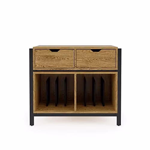 Alphason Louisiana Plus Turntable Stand in Oak Brown and Black, W/D/H: 42.38 x 40.0 x 76.2 cm – 3