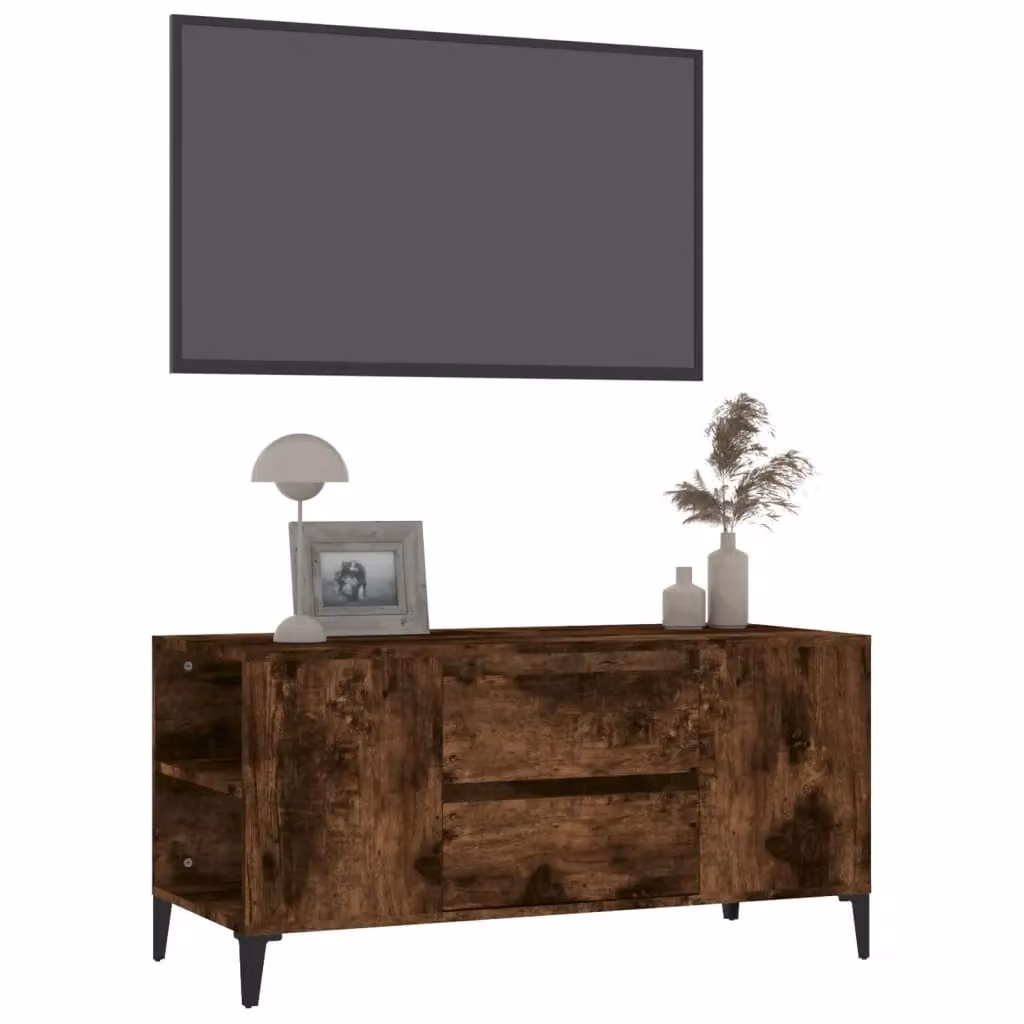 Berkfield Home Smoked Oak TV Cabinet in Brown, W/D/H: 102 x 44.5 x 50 cm – 3