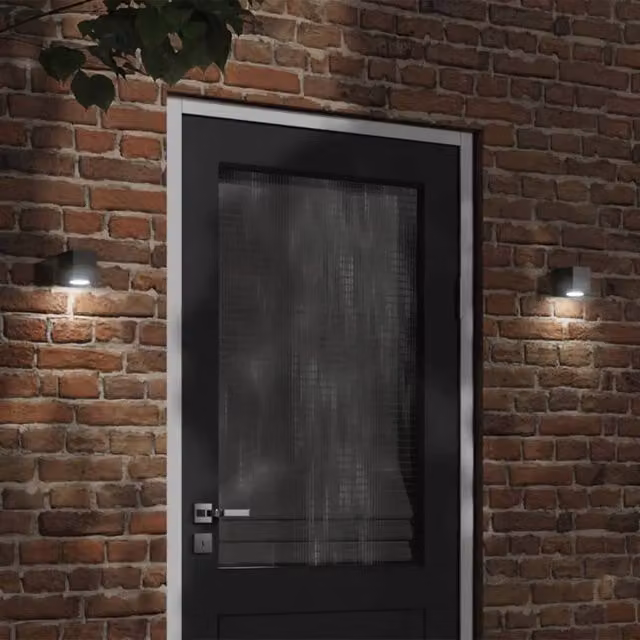 Berkfield Home Set of 2 Modern Black Die-cast Aluminium Outdoor Wall Lights with Transparent Glass – 1