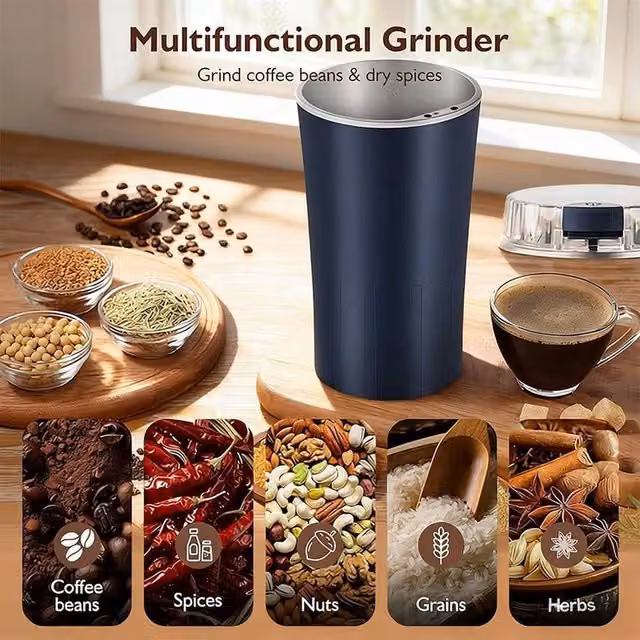 SPETLEK Electric Coffee Bean Grinder with Stainless Steel Blades in Blue – 1
