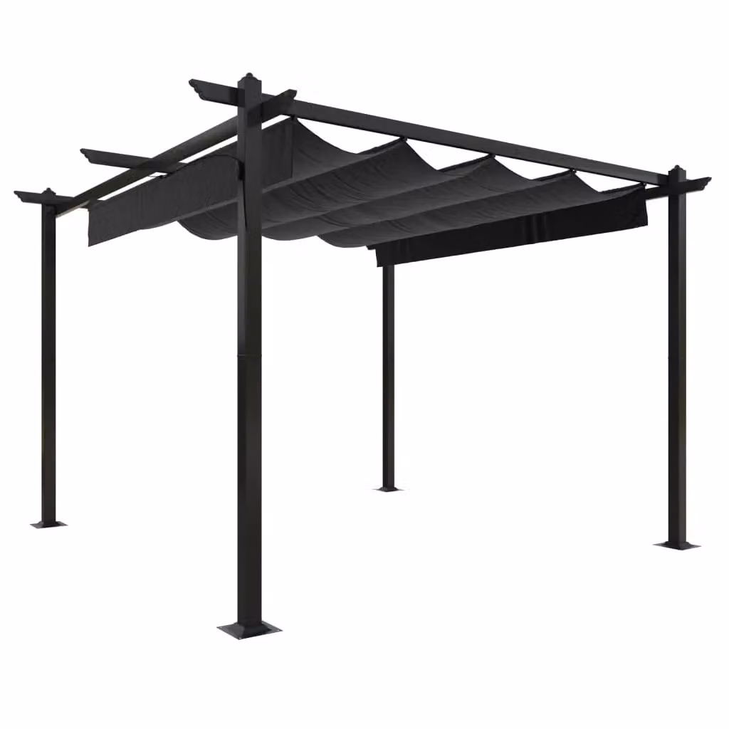 Berkfield Home Garden Gazebo with Retractable Roof in Anthracite Black, W/D/H: 300 x 300 x 300 cm – 2