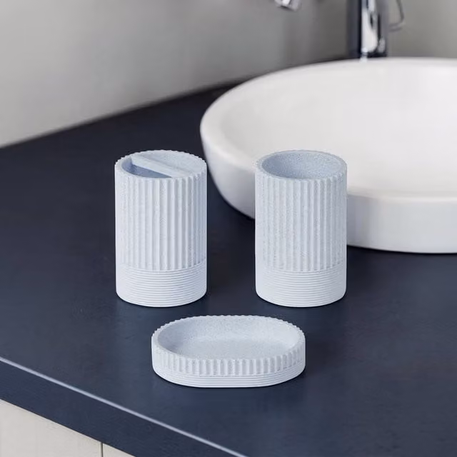 Showerdrape Blue Bathroom Accessory Set including Soap Dish, Tumbler and Toothbrush Holder