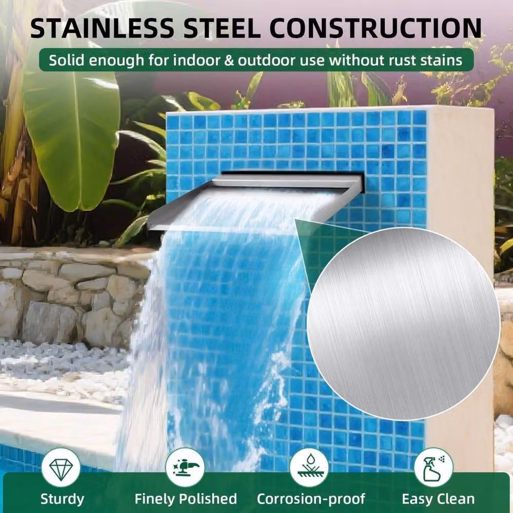 SPETLEK Silver Stainless Steel Waterfall Blade Cascade Spillway W/D/H: 30.0 x 26.0 x 8.0 cm – 2