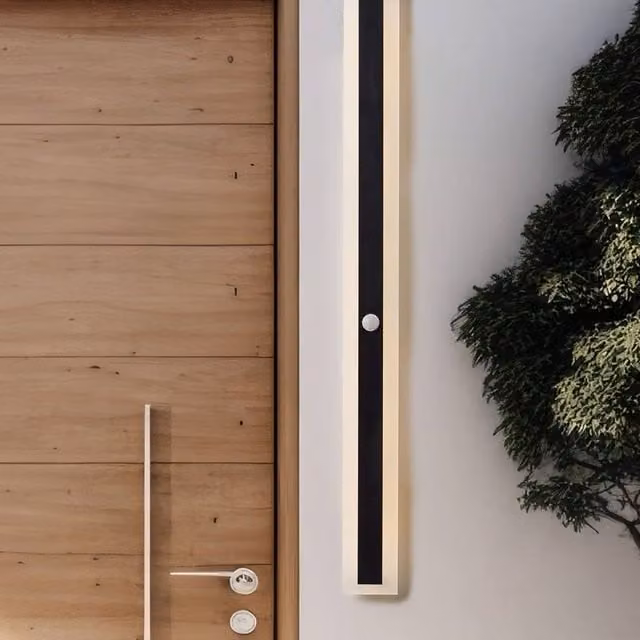 Wyld and Coco Black Outdoor LED Wall Light with Motion Sensor and Warm White Up and Down Lighting