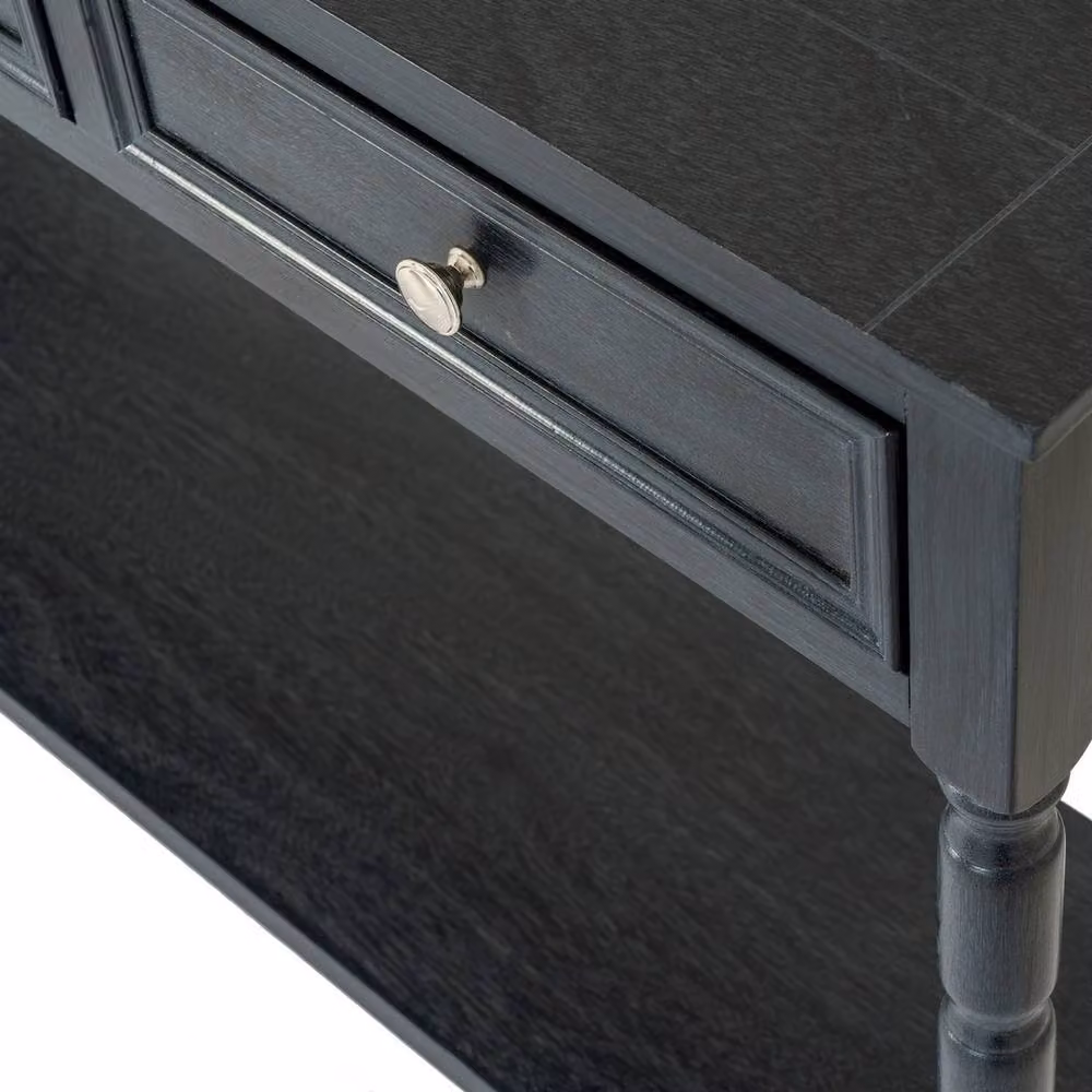 Lemon Pavilion Furniture and Decor Contour Collection 3 Drawer Console Table, Black, W: 120 cm, D: 33 cm, H: 80 cm – 3