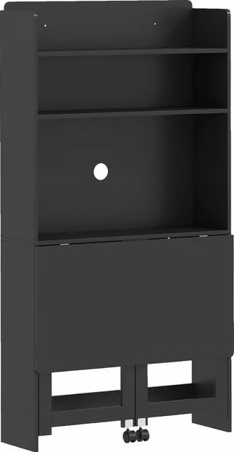 HOMCOM Modern Black Foldable Computer Desk with Storage Shelves, W: 80 cm, D: 69 cm, H: 155 cm