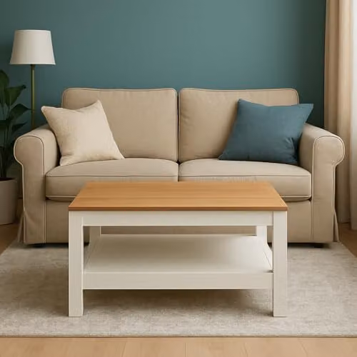 Kosy Koala Modern Rectangular Coffee Table in White Wood Finish, W/D/H: 85 x 50 x 45 cm – 1