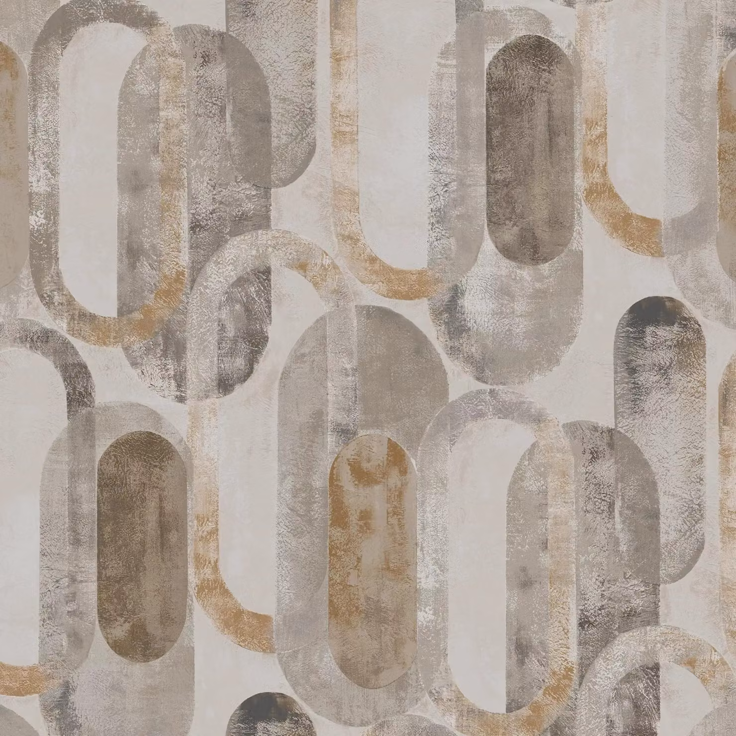 Graham & Brown Sublime Oval Shapes Geometric Wallpaper in White and Gold – 2