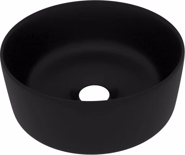 Berkfield Home Luxury Round Ceramic Wash Basin in Matt Black, W: 40 cm, D: 15 cm, H: 15 cm