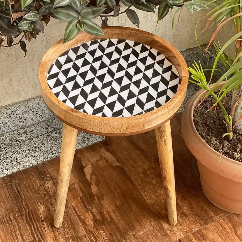 Hartsmede Handmade Round Mango Wood Side Table in Black with Detachable Legs – 3
