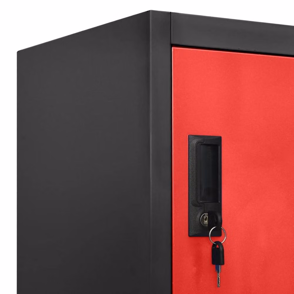 Berkfield Home Anthracite and Red Metal Locker Cabinet with Hinged Doors and Lock, W/D/H: 90 x 45 x 180 cm – 4