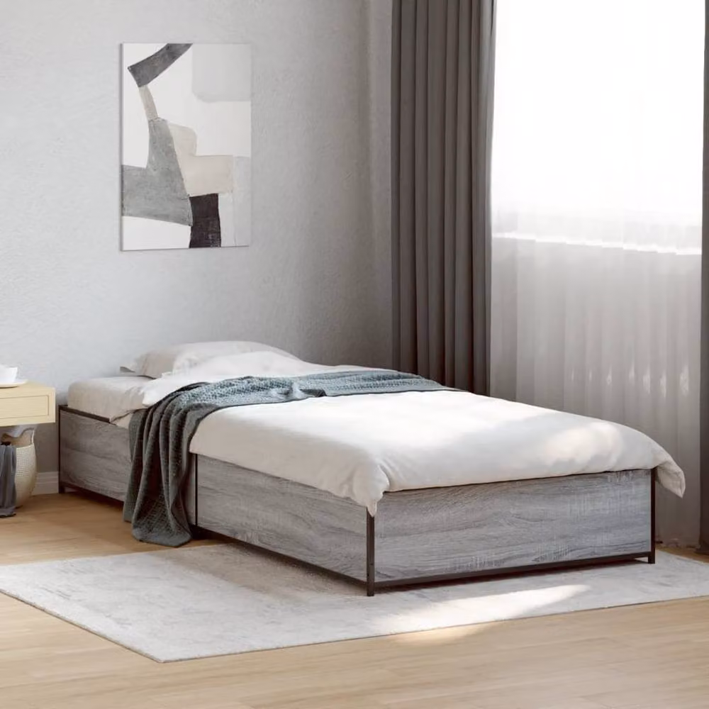 Berkfield Home Durable Small Single Bed Frame in Grey, W/D/H: 80 x 190 cm – 2