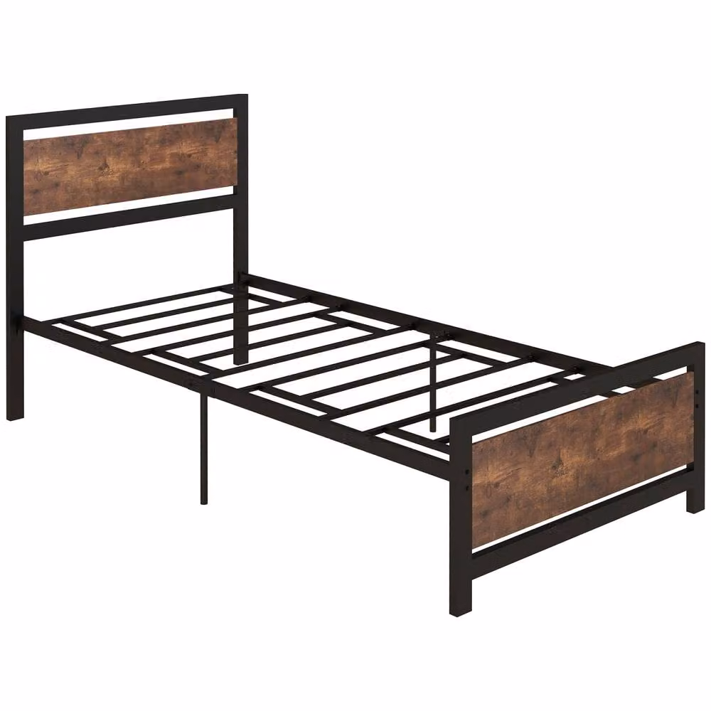 Wyld Haus Lemisa 3FT Single Metal Bed Frame with Headboard and Footboard, Black, W/D/H: 90 x 190 cm – 2