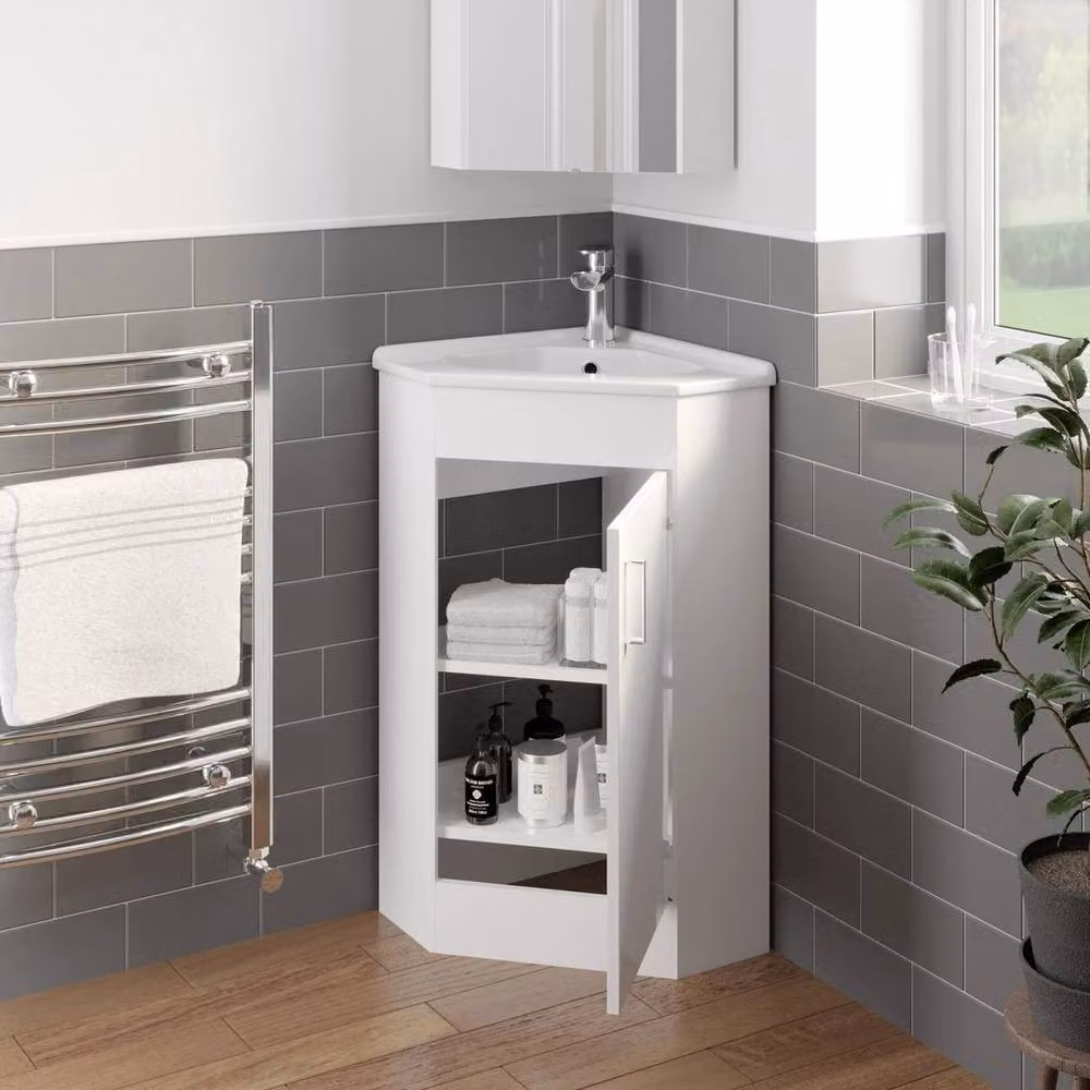 FORGEVIO White Corner Vanity Unit with Basin – 2