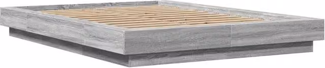 Berkfield Home Modern Bed Frame in Grey Sonoma, W/D/H: 140 x 200 x 23 cm – 1