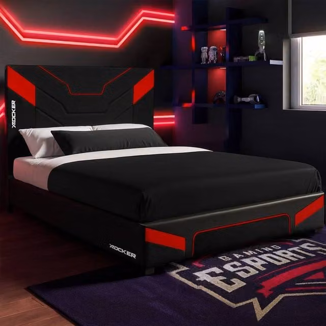 X Rocker Cerberus MKII Gaming Bed in a Box, Double, Red and Black, W/D/H: 140 x 200 x 101 cm