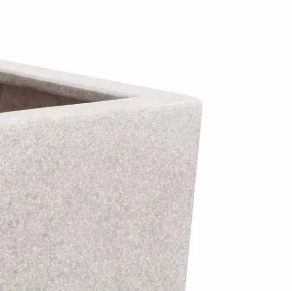 Primrose White Polyterrazzo Tall Flared Square Indoor Outdoor Planter Height: 91 cm – 2