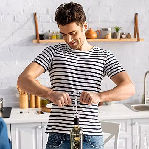 Joeji's Kitchen Winged Lever Corkscrew Bottle Opener in Silver and Gold with Ergonomic Grip – 5