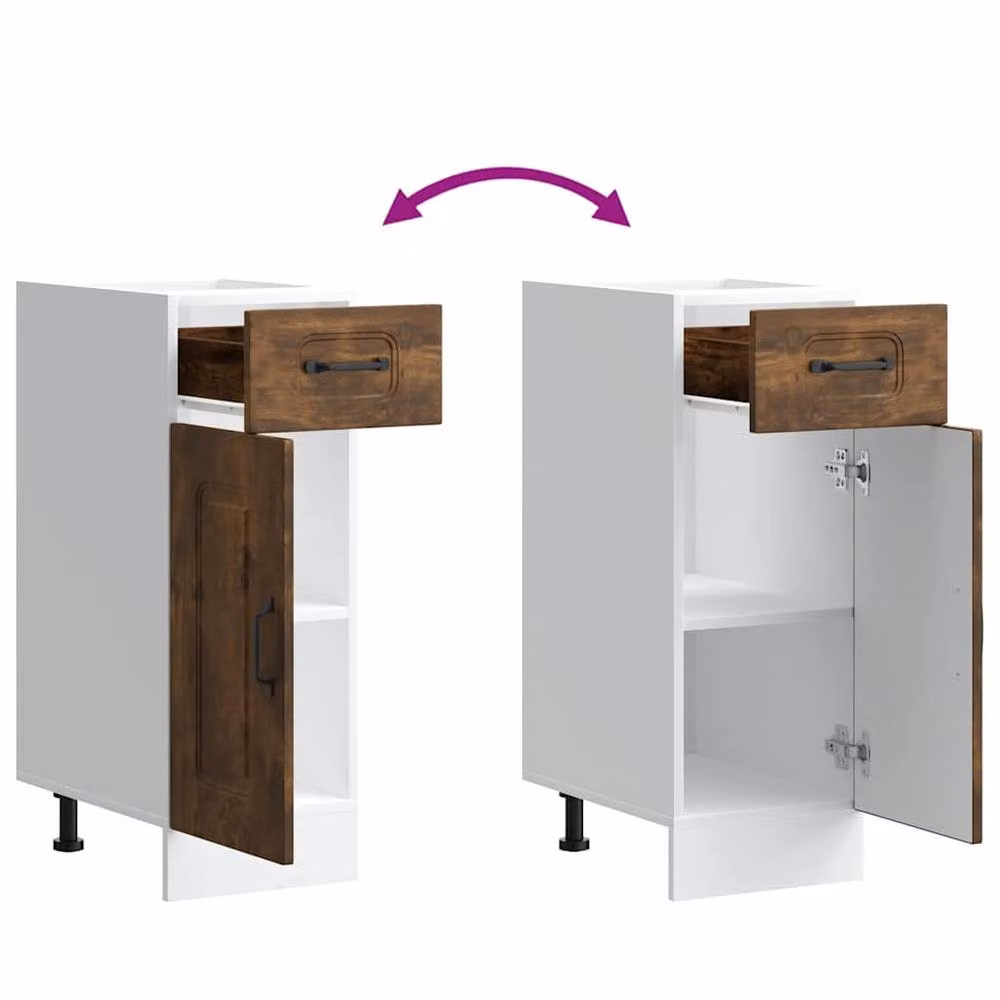 Berkfield Home Kalmar Kitchen Base Cabinet in Smoked Oak Brown Engineered Wood – 4