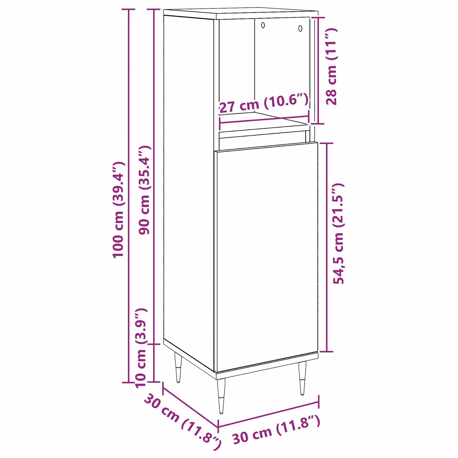 Berkfield Home Modern Black Oak Bathroom Cabinet, W/D/H: 30 x 30 x 100 cm – 5