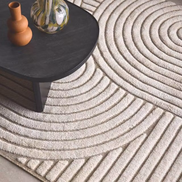sweeek Modern Ethnic Interior Rug with Arches in Beige and Cream, W: 160 cm, D: 230 cm