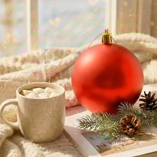Shatchi Red Round Plastic Christmas Bauble Hanging Ornament, Diameter: 20 cm – 2
