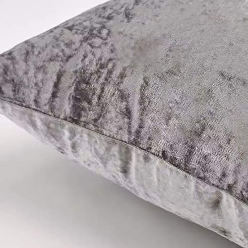OHS Luxury Crushed Velvet Set of 4 Filled Square Cushions with Removable Covers, Silver Grey, W/D/H: 45 x 45 x 45 cm – 3