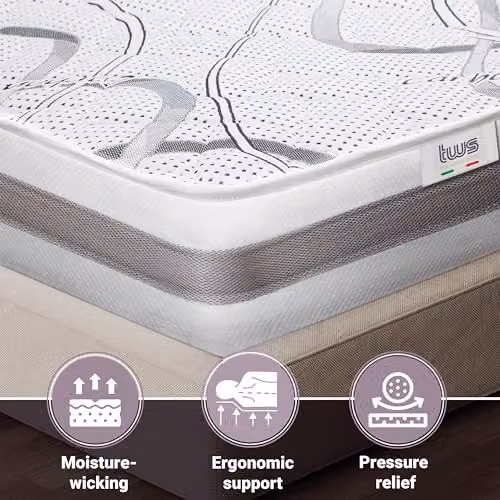 The White Stone Antibacterial Comfort Foam Double Mattress in White, H 25 cm, W 150 cm x D 200 cm – 3